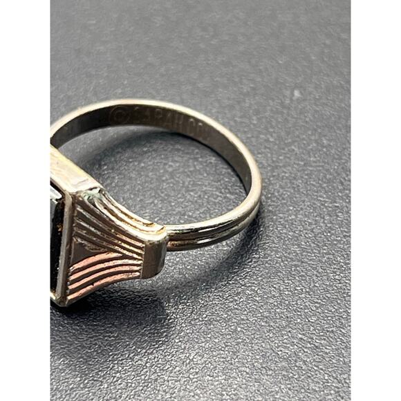 Sarah Coventry Vintage Silver Carved Hematite Roman Soldier Centurion Adj Ring 7 - Picture 7 of 8